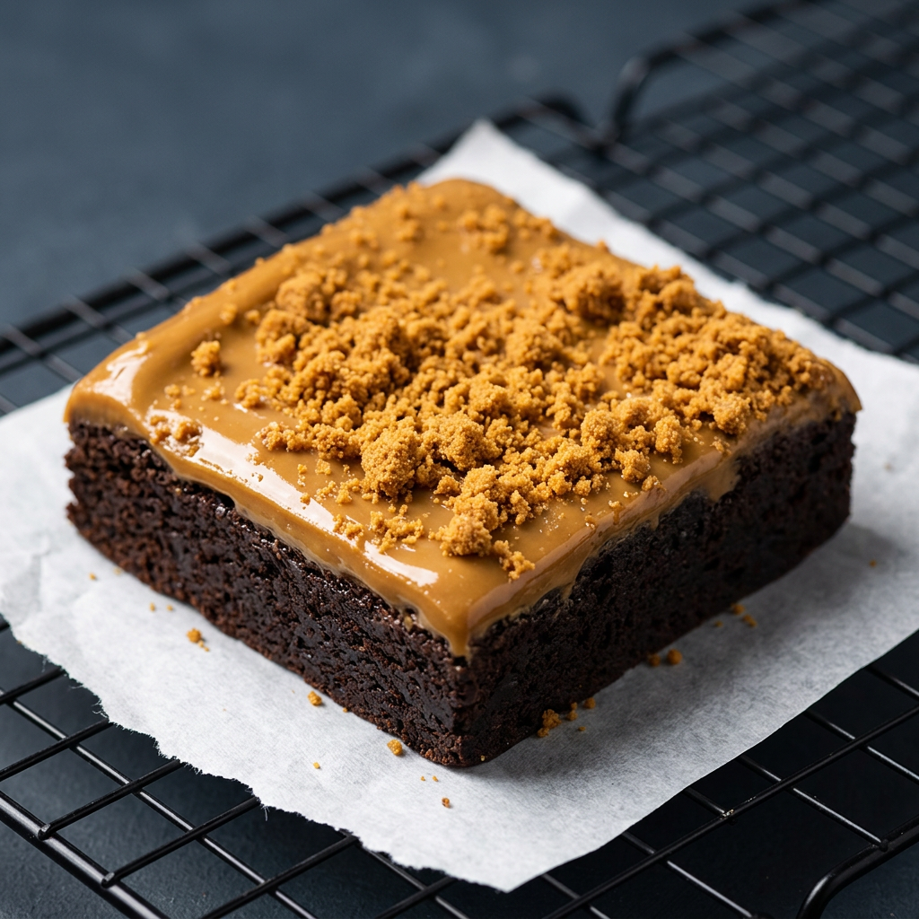 Biscoff Brownie traybake slices