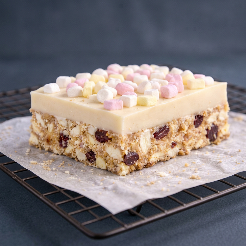 White Chocolate Rocky Road traybake slices